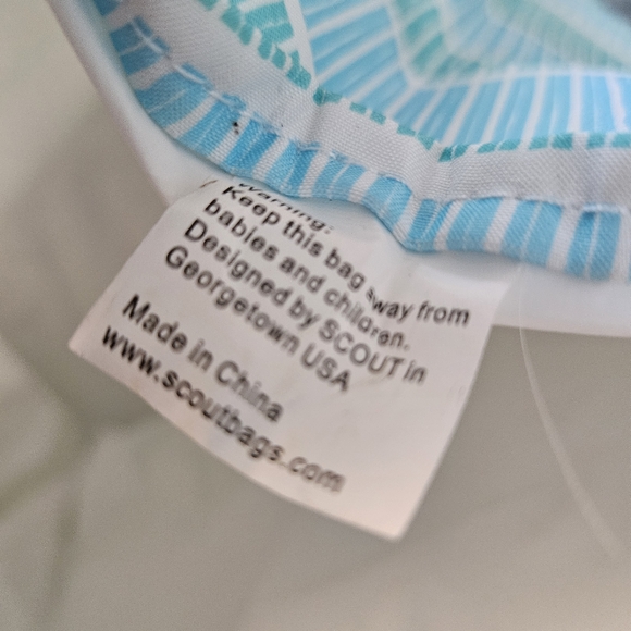 Scout Nooner Nylon Cooler Blue Aqua Black Handles Zipper Top - Picture 6 of 7